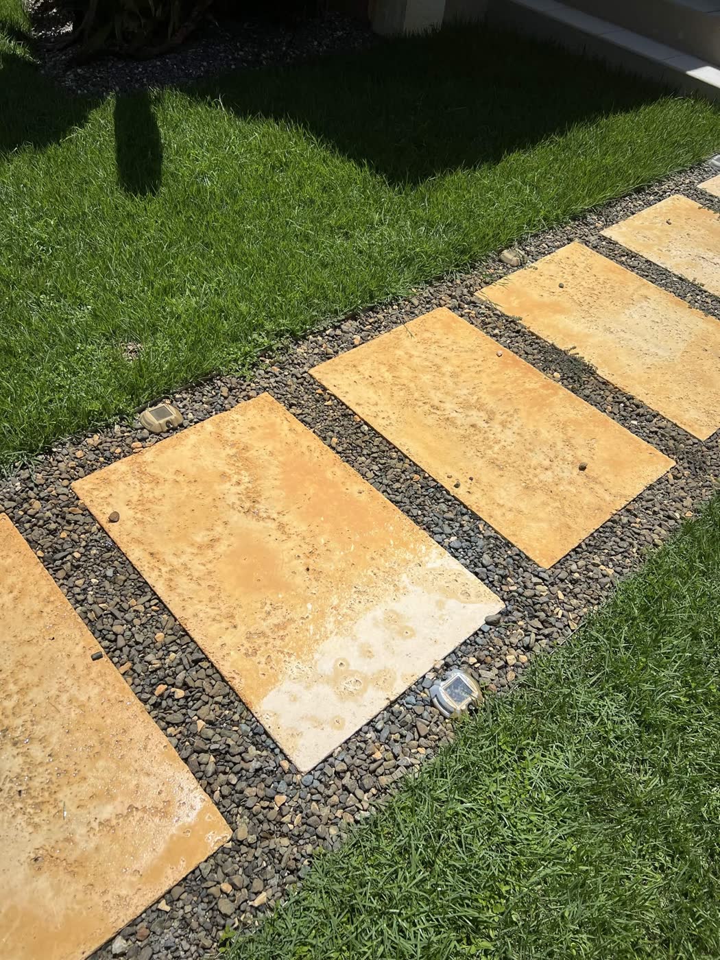 Travertine stepping stones — Soft clean, by Cayman Clean & Blast, Grand Cayman